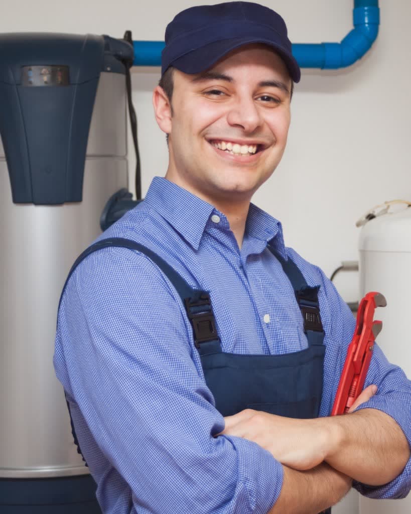 CertPro plumber diagnosing a residential water heater